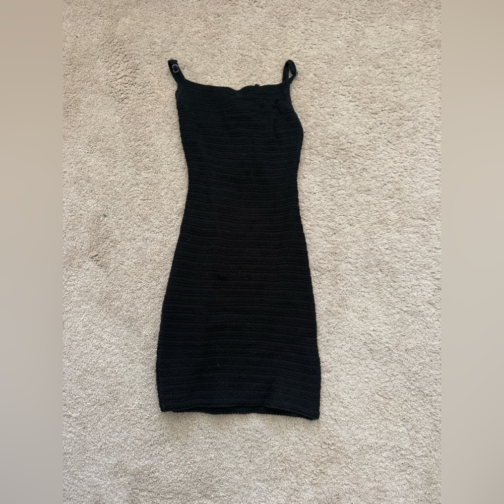 Garage Knit Open Back Mini Dress Black Knit Sleeveless Dress